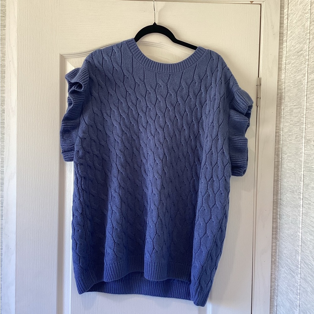 Cato blue Cable-Knit Short Sleeve Sweater size 26/28W BNWT
